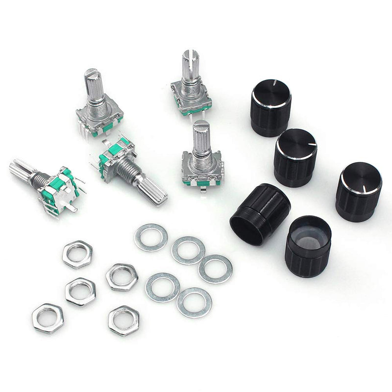 WayinTop 5 Set 360 Degree Rotary Encoder Module EC11 Digital Potentiometer Rotary Angle Encoder 5 Pin with Switch and Rotary Knob for Automotive Electronics Multimedia Audio