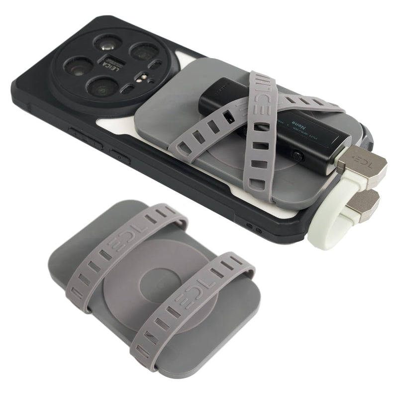 Magnetic Storage Binding Board for Portable USB DAC Amps, Silicone Straps with Adjustable Tightness, Suitable for Power Banks, Portable Hard Drives & More (Gray) Gray