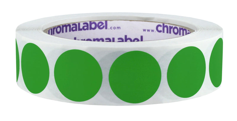 ChromaLabel 1 Inch Round Label Removable Color Code Dot Stickers, 1000 Labels per Roll, Green