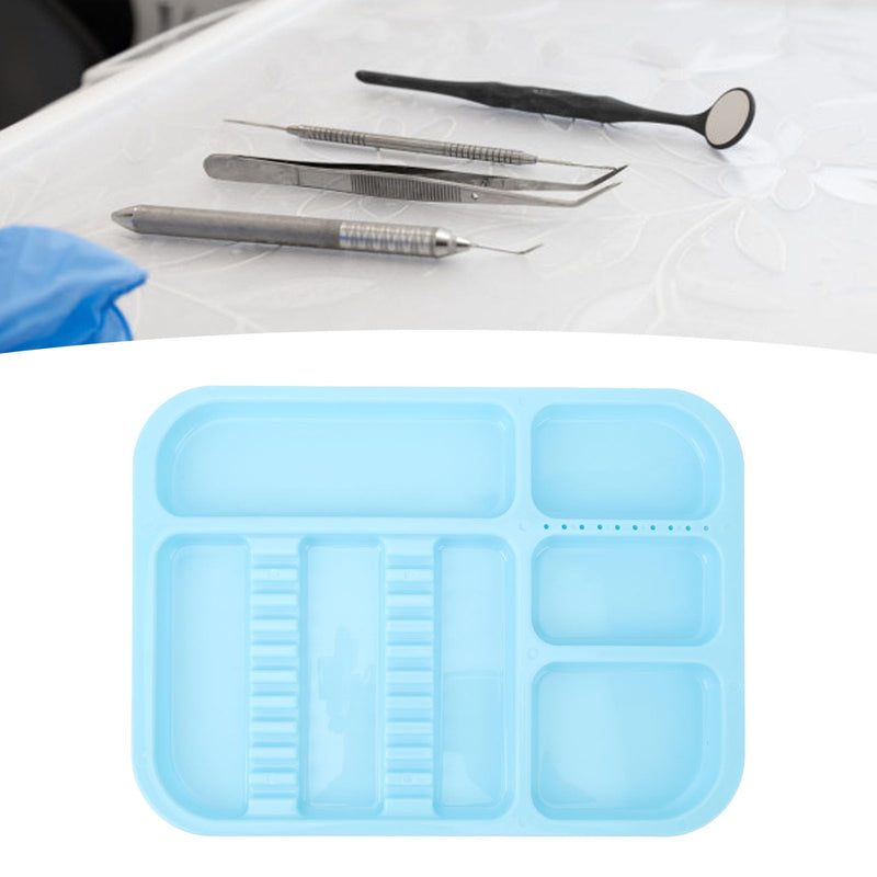 Tray for Oral Instruments, Divided Plastic Oral Cavity Instrument Tray, Organised Storage Holder for Dental Tools, Instruments, Cosmetic (Blue)