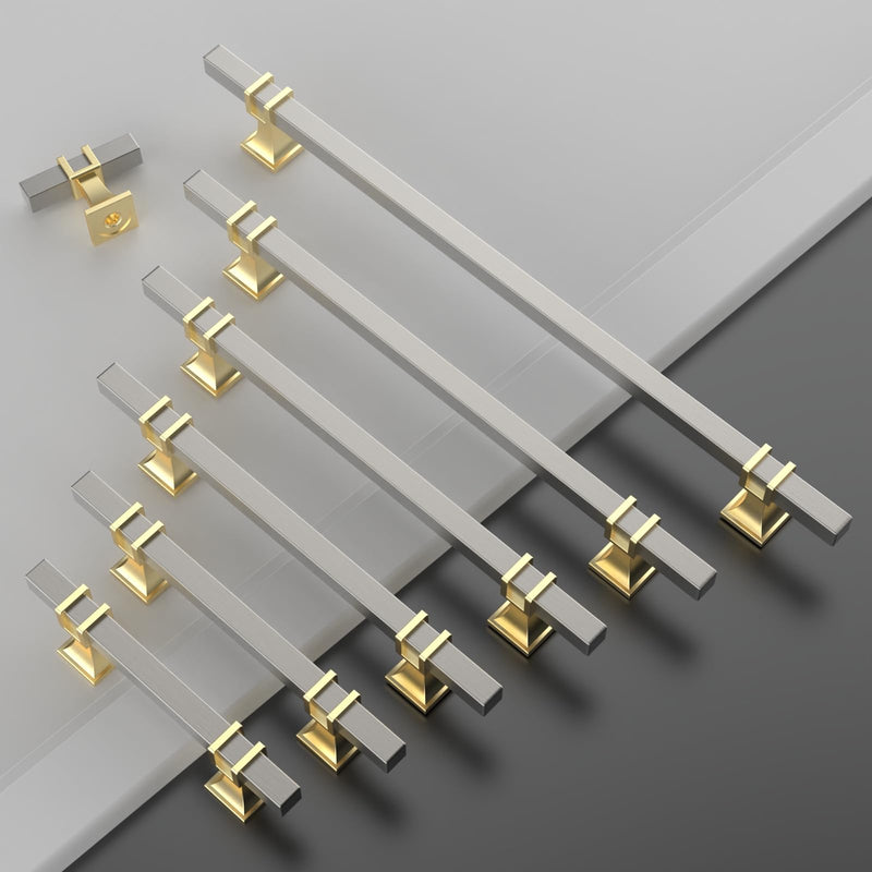 Asidrama 10 Pack Brushed Satin Nickel and Gold Cabinet Knobs,Kitchen Cabinets Pulls for Dresser Drawer Knobs Cupboard Hardware Single Hole Knob Nickel-Gold