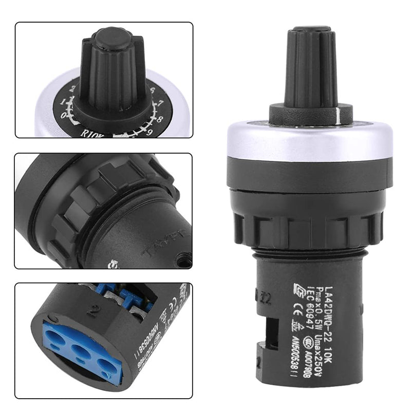 Litensh LA42DWQ 22mm 1K Governor Rotary Potentiometer Pot Inverter Converter Resistance Variable Speed Drive Potentiometer Switch, 1K ohm