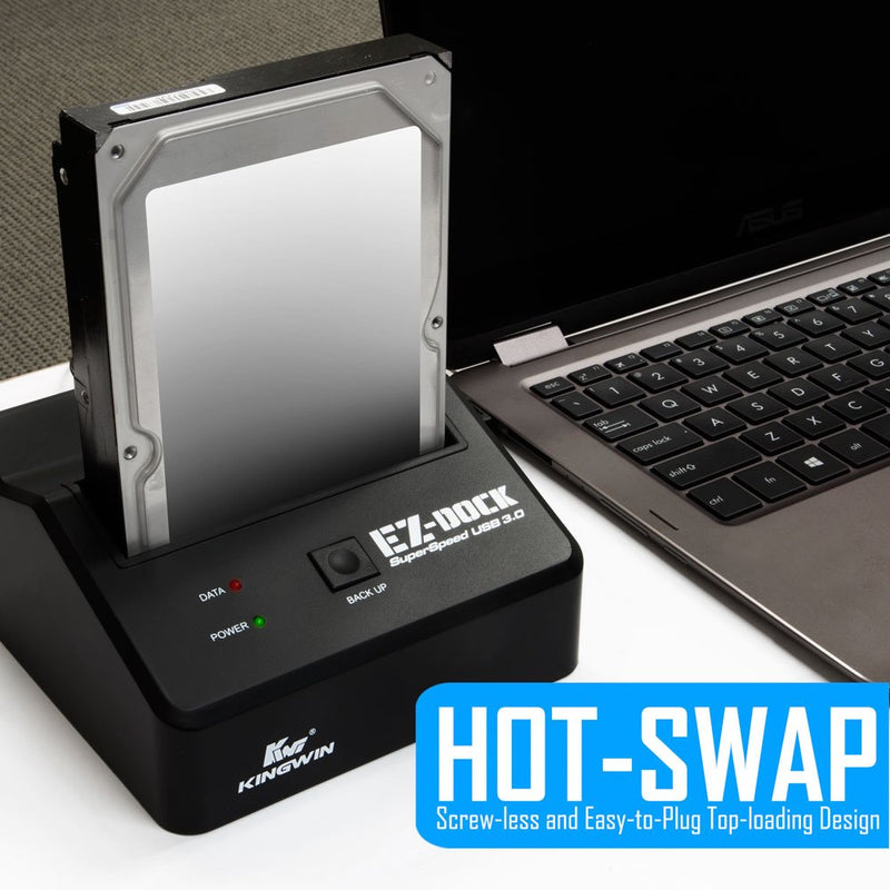 Kingwin USB 3.0 to SSD/SATA Hard Drive Docking Station. Compatible w/ 2.5”/3.5” Inch SATA HDD/SSD (SATA I/II/III) Performance. [Hot Swap Function] Tool-Free Design, 5Gbps Speed & Support UASP
