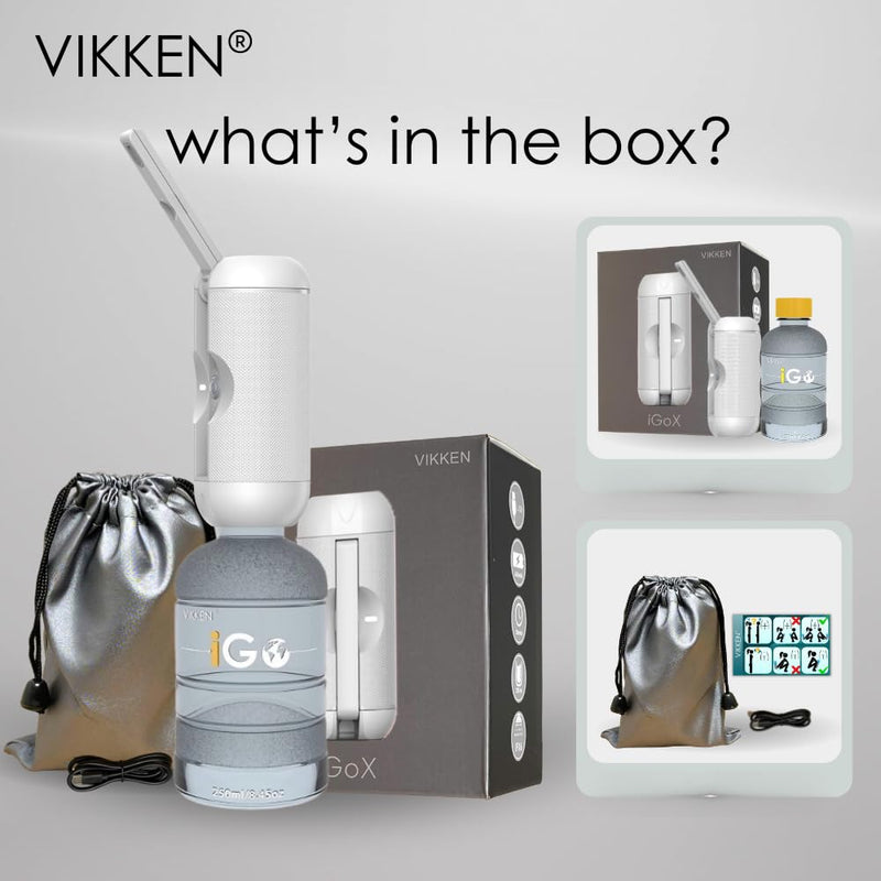 VIKKEN® Portable Travel Bidet USB-Type C Rechargeable Electric Mobile Handheld Ultra Strong Water Spray Personal Hygiene Self Care for Women & Men, iGo-X 250ml White
