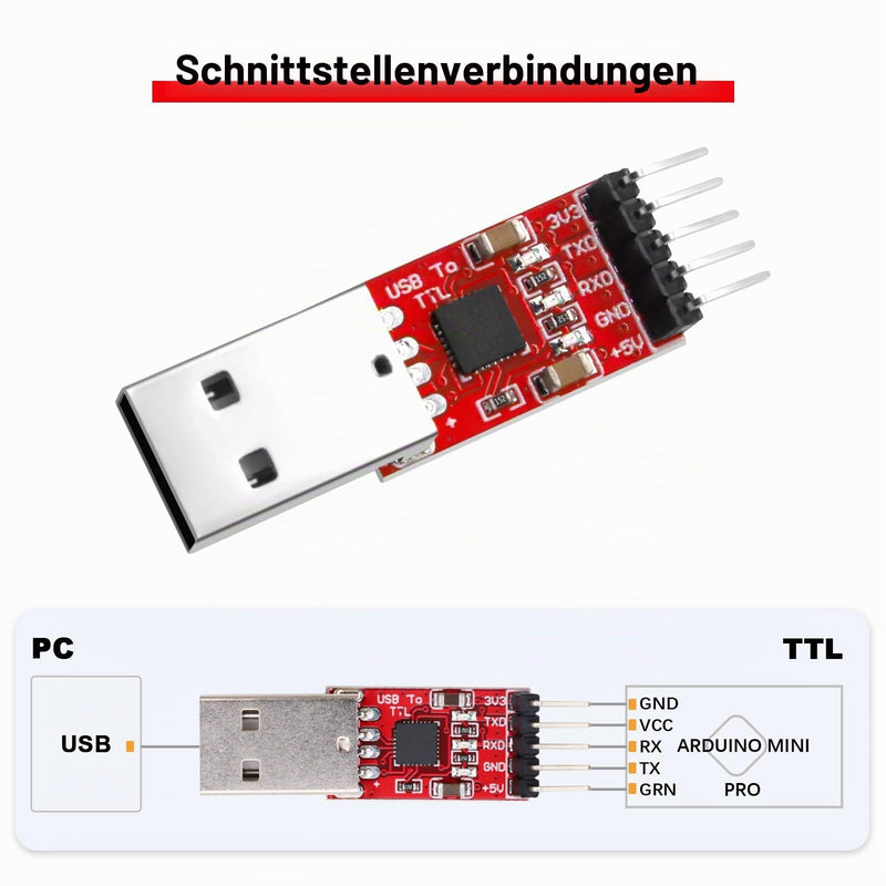 CP2102 HW-598 USB to TTL Serial Converter Module UART USB TTL Adapter Converter for 3.3 V and 5 V with Jumper Cable Pack of 3