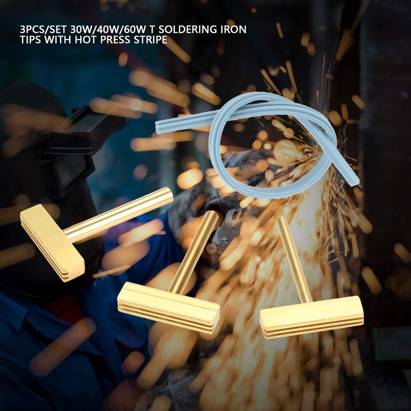 Soldering Iron Tips, 3pcs/set T Soldering Iron Tips 30W/40W/60W Replacement T Soldering Iron Tips with Hot Press for LCD Screen Flex Cable Repair