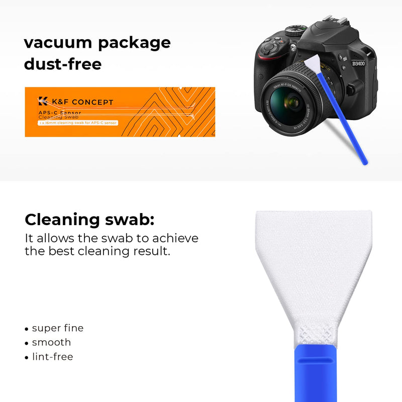 K&F Concept 24mm Full Frame Sensor Cleaning Swab*10 + 20ml Sensor Cleaner, DSLR SLR Digital Camera CMOS and CCD Sensor Cleaning Swab Kits for Nikon Sony Canon Camera Clean 10 Pack Sensor Swabs