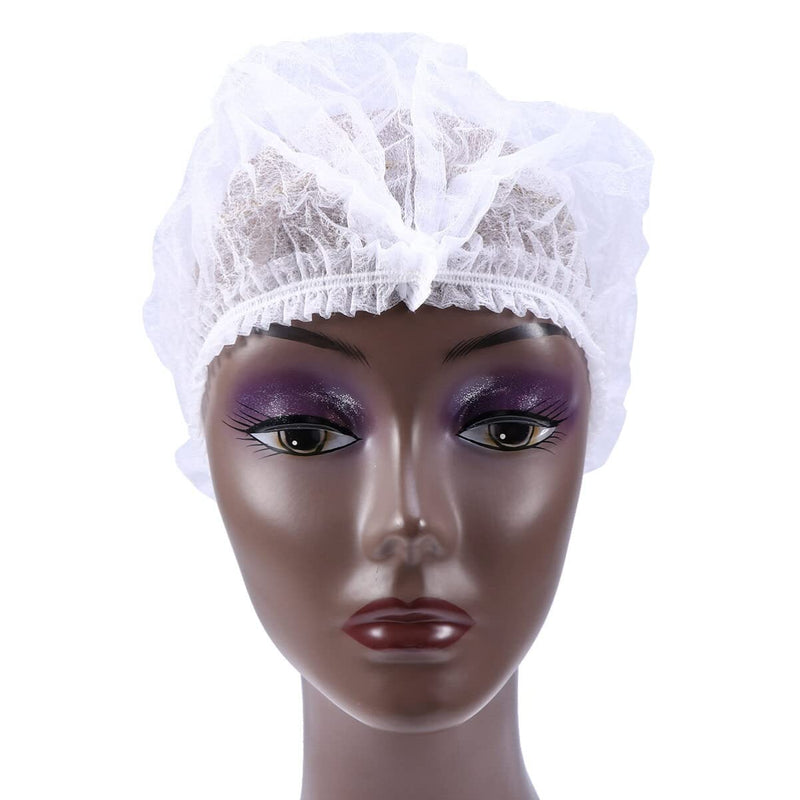 Artibetter 100pcs Non-Woven Fabric Mesh Cap Head Caps Disposable Caps Beret Cap for Cosmetics Laboratory Nurse Food Service Hospital (White)