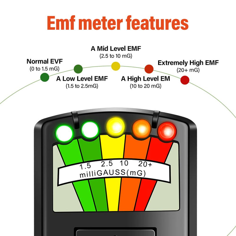 K2 EMF Meter, Handheld EMF Meter, 5 LED Ghost Hunting Detector, 50Hz - 20,000Hz Radiation Meter, K2 Meter for Home Office Outdoor
