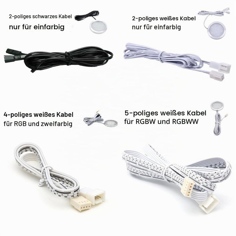 Flexible Extendable Cables for Aiboo RF Wireless Control LED Under Cabinet Lighting Kit Black Cord 1.5m (60 inch) Extension Cords (2 pins White Cord,4 Packs) 2-pin white cable