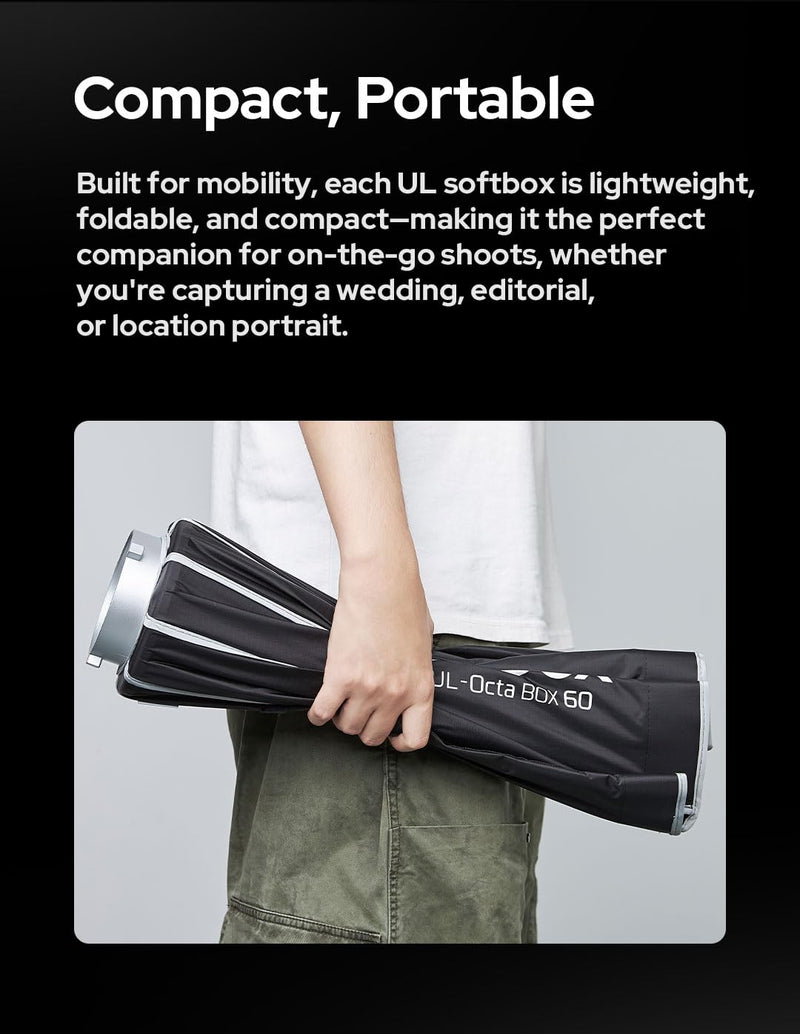 Godox Softbox Godox Quick Release Umbrella Softbox,Bowens Mount with Removable Front and Inner Diffusers/Grip/Diffuser Plate for Photography, Live Streaming,Location Portrait (UL-BOX-40) UL-BOX-40*40 Softbox