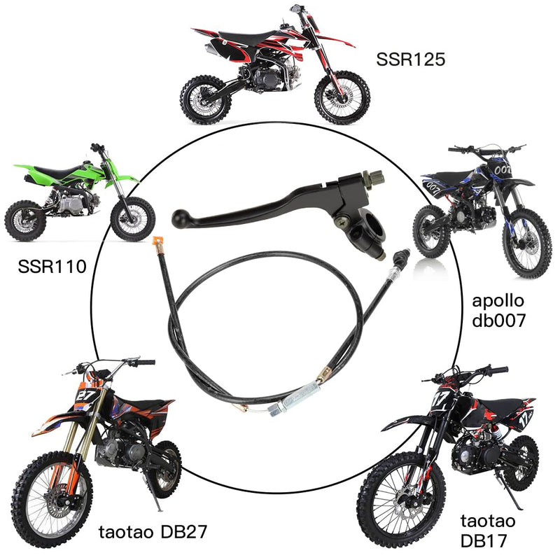 YOXUFA 7/8'' Left Clutch Lever Handle Cable for SSR 50cc 70cc 90cc 110cc 125cc 150cc Apollo RFZ DBX18 TaoTao DB17 DB27 Coolster M-125 Baja X-pro Thumpstar Kayo Xmotos Chinese Pit Dirt Bike Parts Black