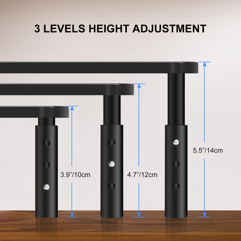 Bracwiser Monitor Stand Riser, Metal Computer Stand, 3 Height Adjustable Screen Riser with Mesh Platform for PS4, Laptop, Printer, Notebook and All Flat Screen, Holds Up to 20KG 1 PACK