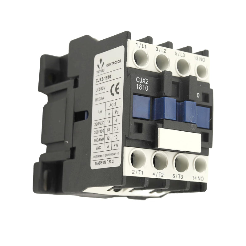 AC Contactor CJX2-1810 Power Contactor, 220V 50/60Hz, 18A 380V, 3-Pin AC Contactor, 220V Uimp 6KV