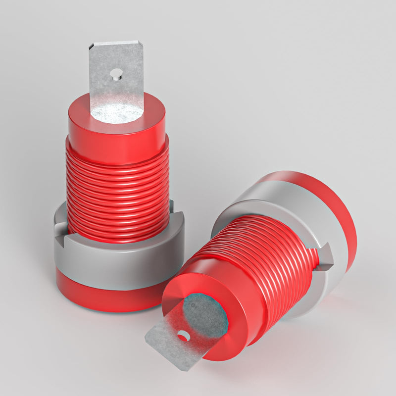 Banana Sockets Panel Mount Sockets Red & Black Pack of 10 | 4mm PA Thread Nickel Plated Copper Plug (9mm/4mm Bore) 32A 600V Twist Lock 10 Stück