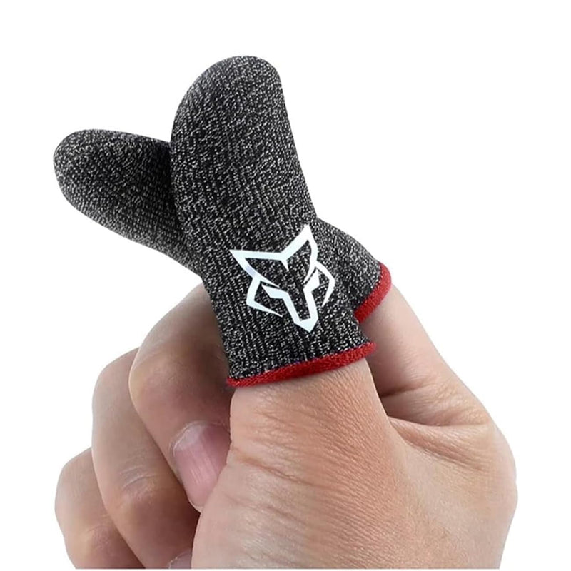 Finger Sleeves for Mobile Game Breathable Touchscreen V7 Pack (6pcs) Profesional Finger Gloves Gamer PUGB Free Fire COD (Black/Red) Black / Red