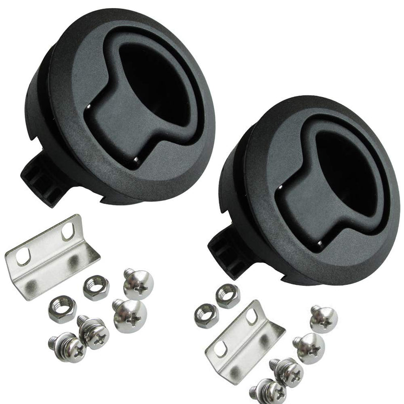 WJSKDQ 4PCS Boat Slam Latch 2'' Flush Pull Slam Latches Round Plastic Round for RV Boat Door Hatch Cabinet Pull Locking Deck Hatch Door black