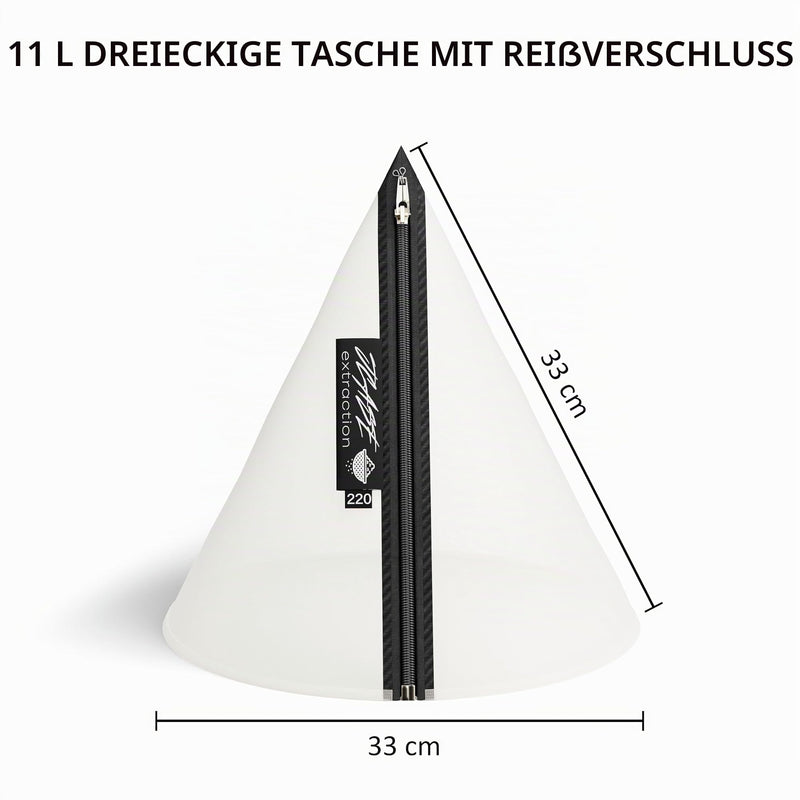 Triangle Bubble Bag - 11 Litre / 3 Gallon 220 Micron All-Mesh Zip Filter Bag 30 x 30 cm for Bubble Machine - Perfect for Herb Extraction | Essential Oils | Coffee & Beer Brewing
