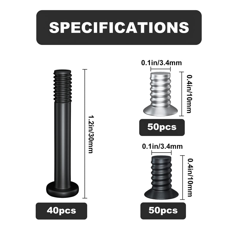 PC Computer Case Cooling Fan Screws Cross Recessed Head Self Tapping Screw M5x10 Black and Silver Case Fan Mount Screws Long Short Screws Kit