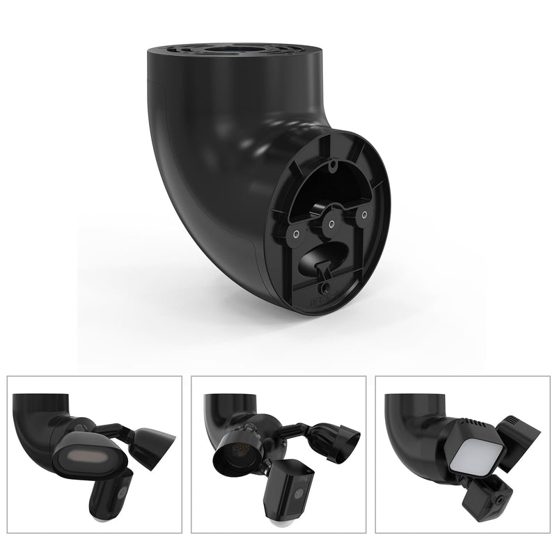 Outdoor Camera Eave Mount Bracket Compatible with R-ing Floodlight Cam Wired Pro/Plus, Blink Wired Floodlight and WYZE Floodlight v2,REOLINK Elite Floodlight WiFi Cameras (Black) Black