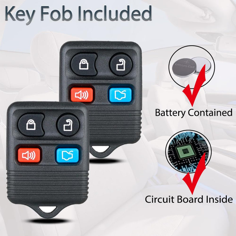 Key Fob Keyless Entry Fits for Ford Mustang Focus Explorer Sport Expedition Taurus Escape Edge Thunderbird Lincoln Town Car Mercury 1999-2014 Remote Control Replacement CWTWB1U311 8S4Z15K601A 4 Button