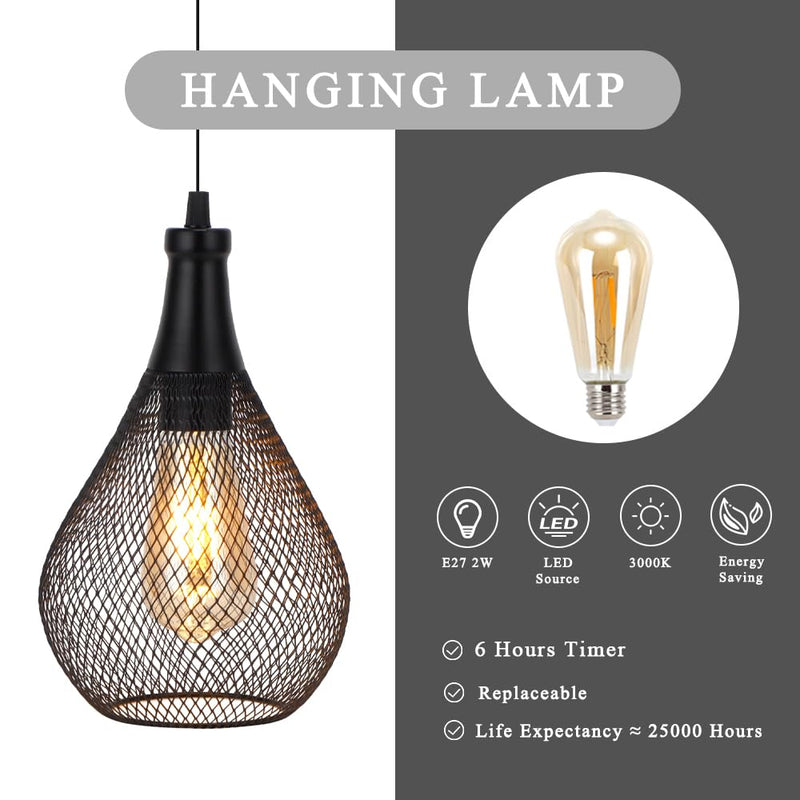 JHY DESIGN Hanging Lamp Battery Operated Cordless Hanging Light Great for Parties Patio Events for Indoors Outdoors(Teardrop Shape) 12"H Teardrop Shape