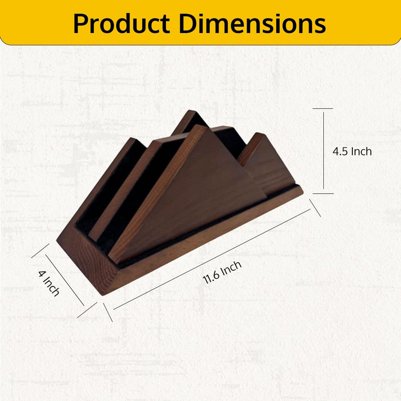 Dual Laptop Holder Vertical Laptop Stand 2 Slots Wooden - Dark Brown (Walnut Color)