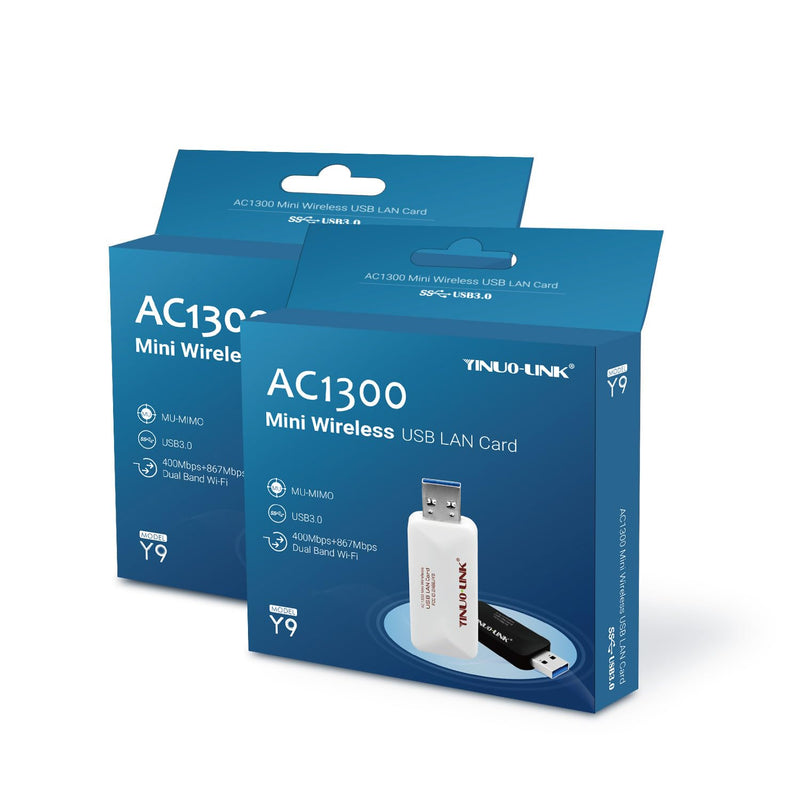 YINUO-LINK AC1300 USB WiFi Adapter for PC, Wireless Network Adapter for Desktop with Dual Band 2.4GHz/400Mbps 5GHz/867Mbps for Laptop Computer, Supports Win11/10/8.1/8/7/XP