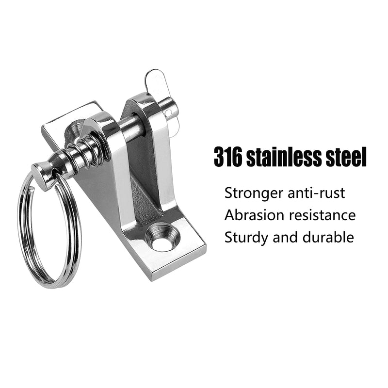Bimini Top Deck Hinge with Quick Release pin, Bimini Top Fitting Hardware 90° Deck Hinge, 316 Stainless Steel, Installation Screws(4 Packs)