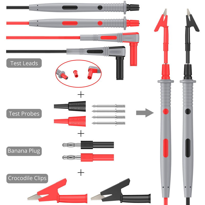 Proster Multi Test Lead Kit 21 in 1 Electric Multimeter Test Lead with Crocodile Clips Test Probe Banana Plug Multimeter Cable for Voltage Tester