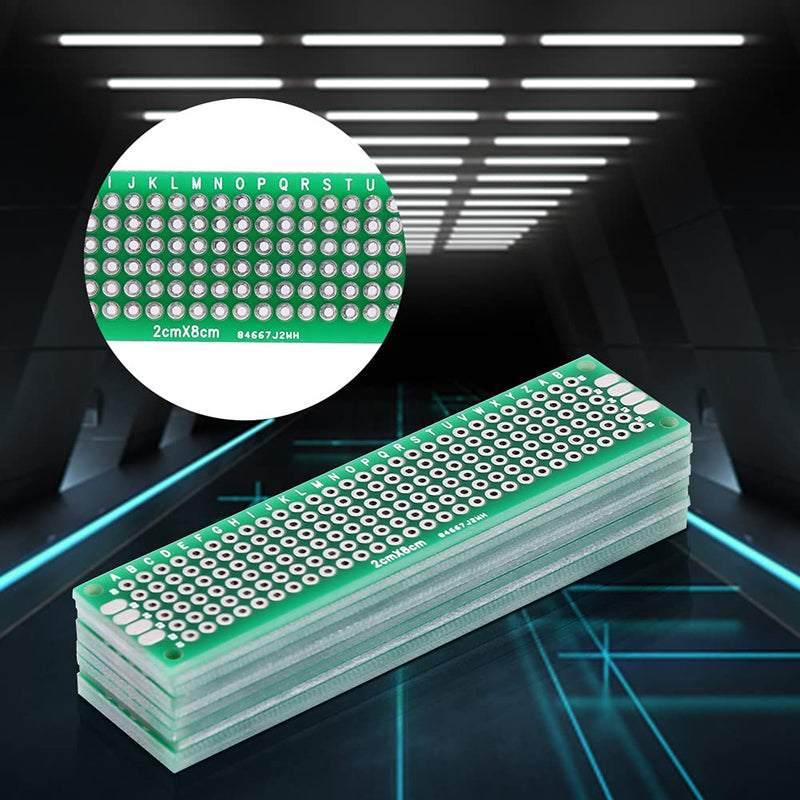 10pcs 2X8cm Double-Sided Circuit Board Hole Grid Board PCB Board Prototype Board Prototype Kit Universal Circuit Board for DIY Soldering