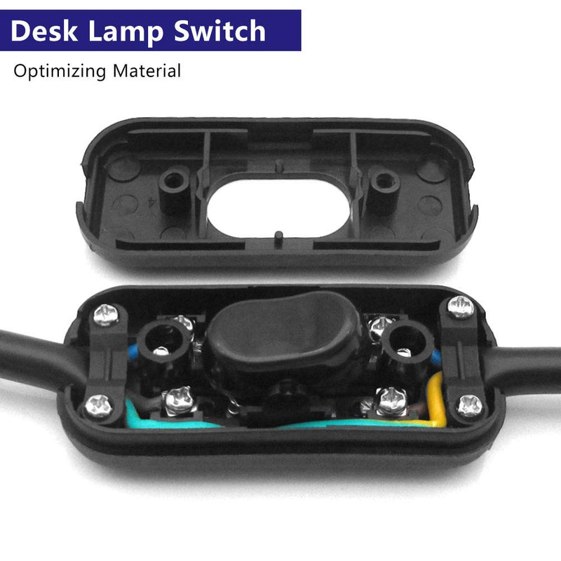 GZGXKJ Pack of 2 black inline switches, intermediate switches, lamp switches for 2-wire and 3-wire supply lines and connection cables, cord intermediate switches, small appliances or lamps