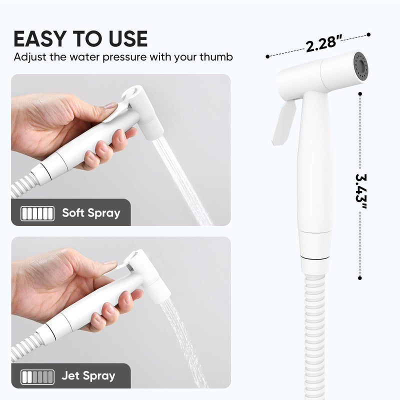 Arofa Matte White Bidet Sprayer for Toilet, Handheld Jet Sprayer Adjustable Water Pressure Muslim Shower with Bidet Hose, Bidets Faucet for Existing Toilets Cloth Diaper Spray for Baby/Feminine Wash 1 Pack