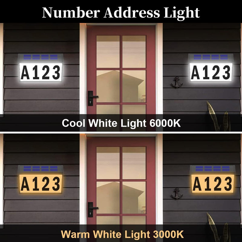 Solar House Numbers Light, T-SUNUS Lighted House Numbers Sign Plaque Address Numbers for Houses Waterproof LED Solar Powered Address Sign for Houses Mailbox Street Yard Wall mounted
