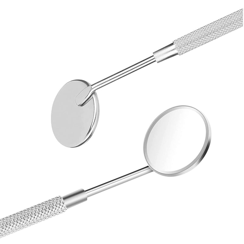Dental Mouth Mirror Mouth Tooth Mirror Inspection Mirror Curve Angle Dentist Oral Care Mouth Control Extension Tool Also Suitable for Eyelash Extensions (Silver) Silver
