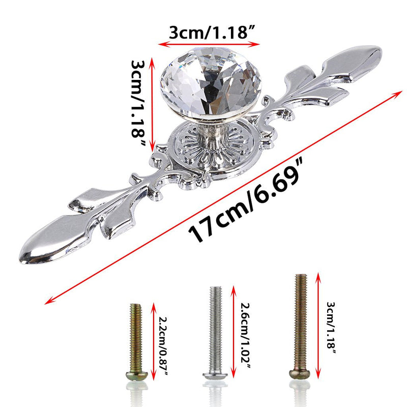 Sumnacon Drawer Dresser Knobs Pull Handles - Crystal Glass Diamond Decorative Knobs with Plate, Cabinet Cupboard Door Knobs with Screws for Kitchen Bathroom Office Decoration Pack of 10 6.7 Inch Silver