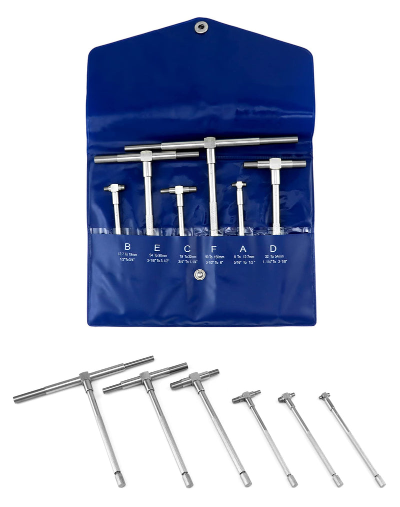 QWORK Telescopic Gauges 8mm - 150mm Inner Diameter Adjustable, 6pcs/set 5/16" to 6"