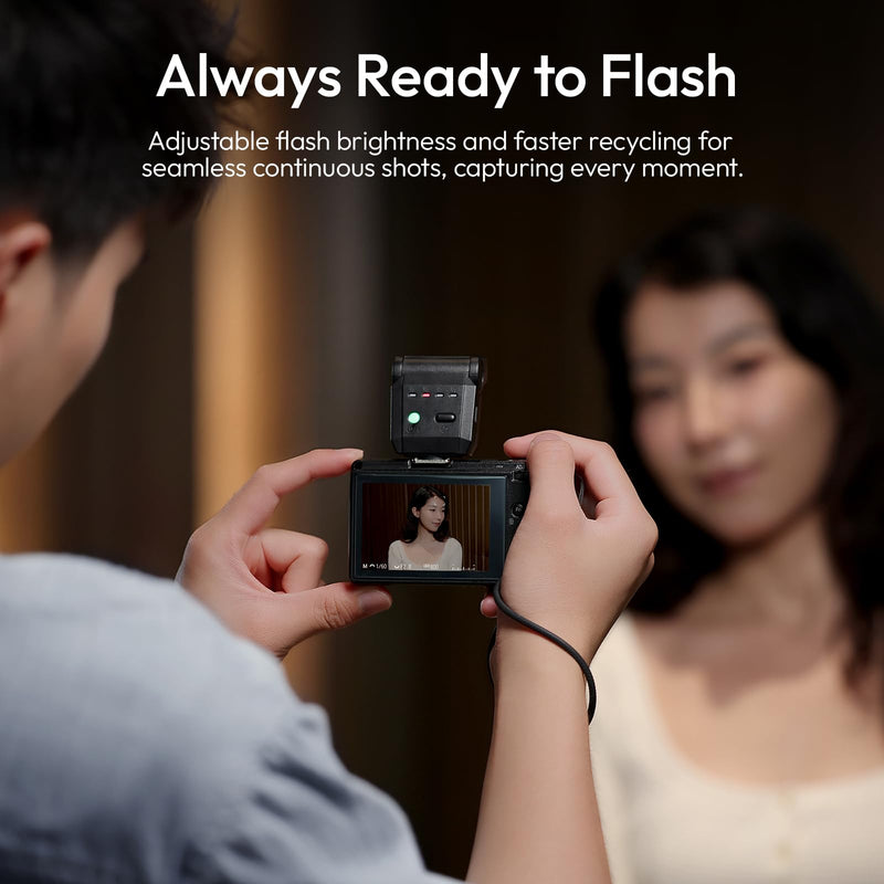 ULANZI SL03 Camera Mini Flash Speedlite with Video Light, GN8 6500K External Flash 90° Angle Adjustable Speedlite Compatible with Sony/Canon/Fuji/Nikon DSLR, Universal Single Contact Hot Shoe Mount Black