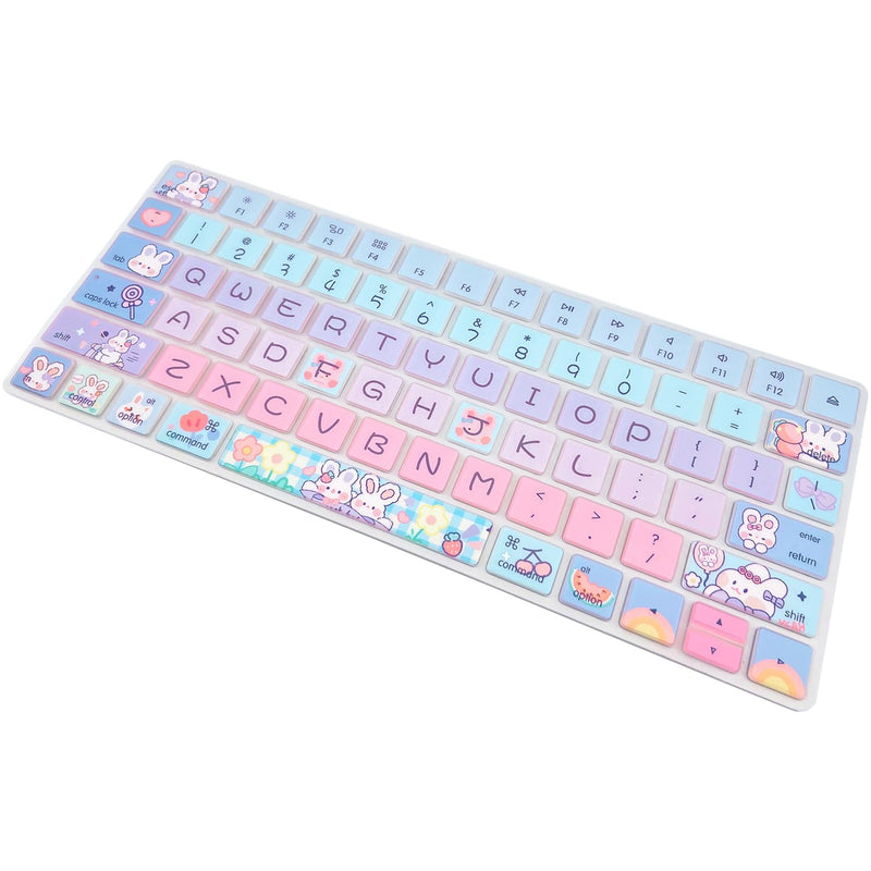 Keyboard Cover Skin for Apple iMac Wireless Magic Keyboard 2nd Gen (Model: A1644 MLA22LL/A) Without Numeric Keypad, Cute Silicone Skin Protector, Cute Bunny