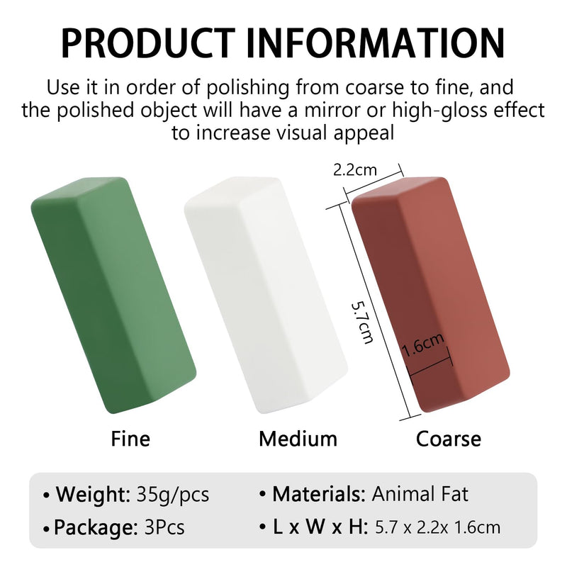 Mini Polishing Cutting Compounds 35 g / Piece - 3 Pieces for Polishing Discs Polishing Paste Set for Metals and Leather Puller 104 g 3 US