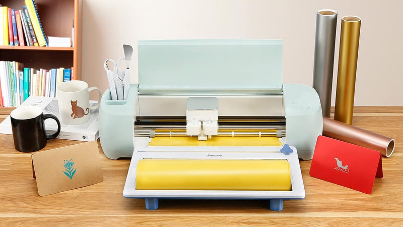 RANCOVY Vinyl Roll Holder with Trimmer for Cricut Maker 3 and Cricut Explore 3, Perfect for Clean Precise Cuts of Smart Vinyls and Heat Transfer Vinyl Iron On blue