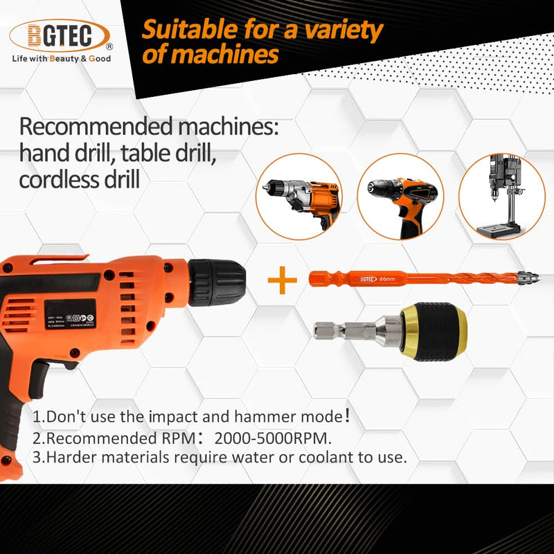 BGTEC Serrated Carbide Masonry Drill Bit Set - 10PCS 3/4/5 * 2/6 * 2/8 * 2/10/12MM Wood Drill Bits with a Quick Release Bit Holder for Wood Plastic Masonry Brick Tile Glass Concrete Marble 3/4/5*2/6*2/8*2/10/12mm 10
