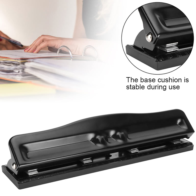 Adjustable 4 Hole Punch, Manual Paper Punch for 10 Sheets, Portable Universal Punching Machine, 11.4 x 2.6 x 2.2in