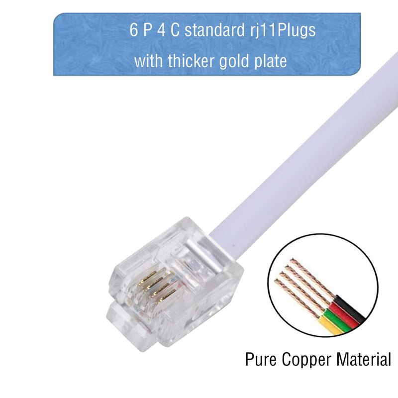 LanSenSu Phone Line Splitter,Telephone Splitter,with RJ11 6P4C Plugs,Suitable for Telephone,Fax Machine,White 2-Pack 2Pack-White White