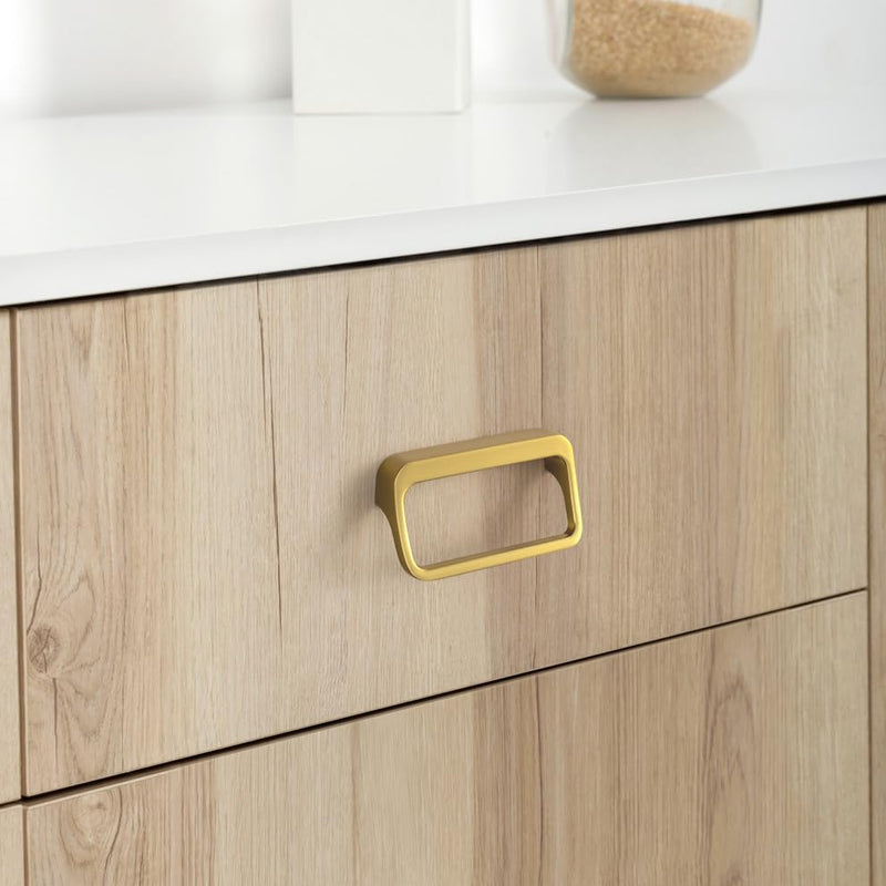 Goo-Ki Brushed Gold Cabinet Pulls with Hole Center 2.5''(64MM),Modern Zinc Alloy Finger Pulls for Drawer,Wardrobe,Cupboard,6 Pack 2.5'' HOLE CENTERS