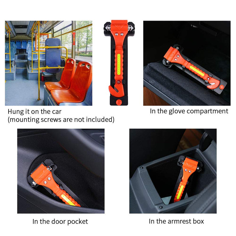 4 PCS GoDeCho Car Emergency Escape Window Breaker and Seat Belt Cutter Hammer with Light Reflective Tape,Life Saving Survival Kit