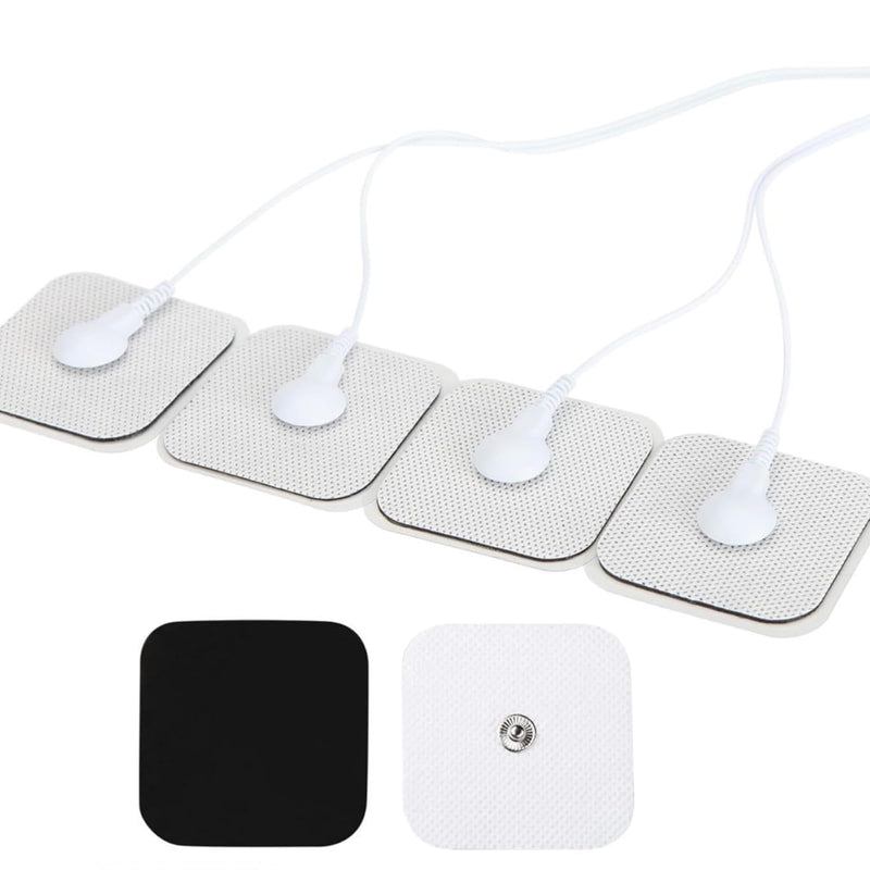 Pack of 35 TENS Electrode Pads 50 x 50 mm, Self-Adhesive Electrodes for TENS Device & EMS Trainer, Universal Electrostimulation Plasters with 3.5 mm Snap Button, Reusable