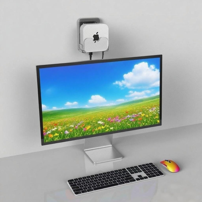 Acrylic Wall Mount for Mac mini M4/M4 Pro,Wall Holder Desktop Accessory (Transparent White) Transparent White