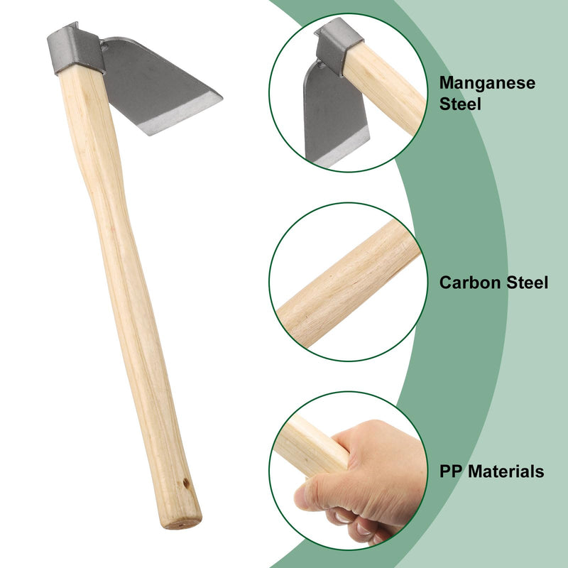 HARFINGTON Garden Hoe 15" x 4.45" Steel Hoe Garden Tool Anti-Rust with Non-Slip Wooden Handle Edger Weeder Shovel for Backyard Loosening Farm Planting Weeding