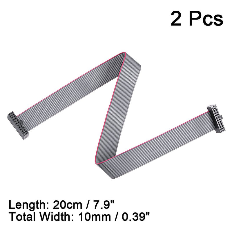 uxcell IDC 16 Pins Connector Flat Ribbon Cable Female Connector Length 20cm 1.27mm Pitch,2pcs